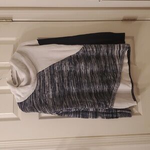 Black and White Cowl Neck Sweater, Asymmetrical Design, The Limited, Medium